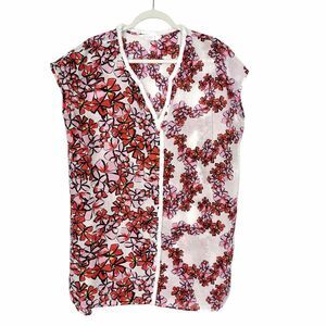 Holiday by Megan Park Coverup Red Pink Floral tropical tunic Dress pool women